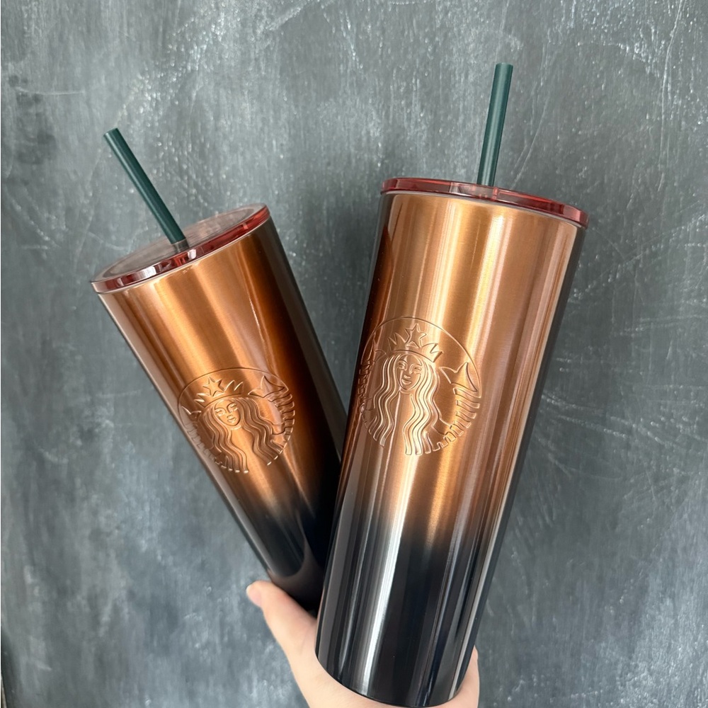 ♡ SOLD ♡ Starbucks Green+Copper Cold Tumbler (2 available!)